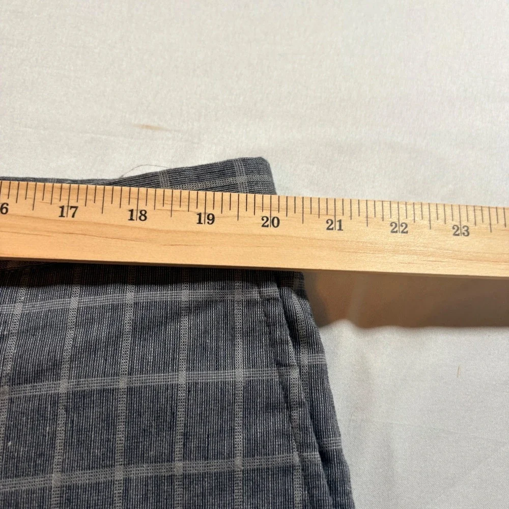 Banana Republic Plaid Dress Pants Mens 38x34 Slim Fit Grey Linen Blend Trousers